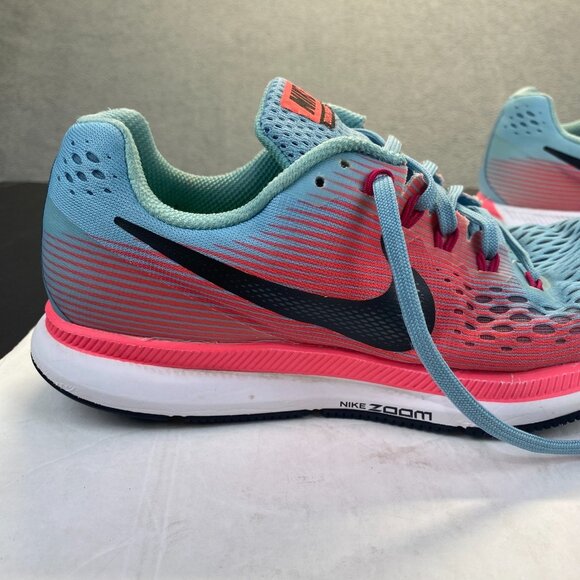 Nike Womens Air Zoom Pegasus 34 Blue Pink Running Shoes Sneakers Size 9,Athletic - Picture 10 of 12